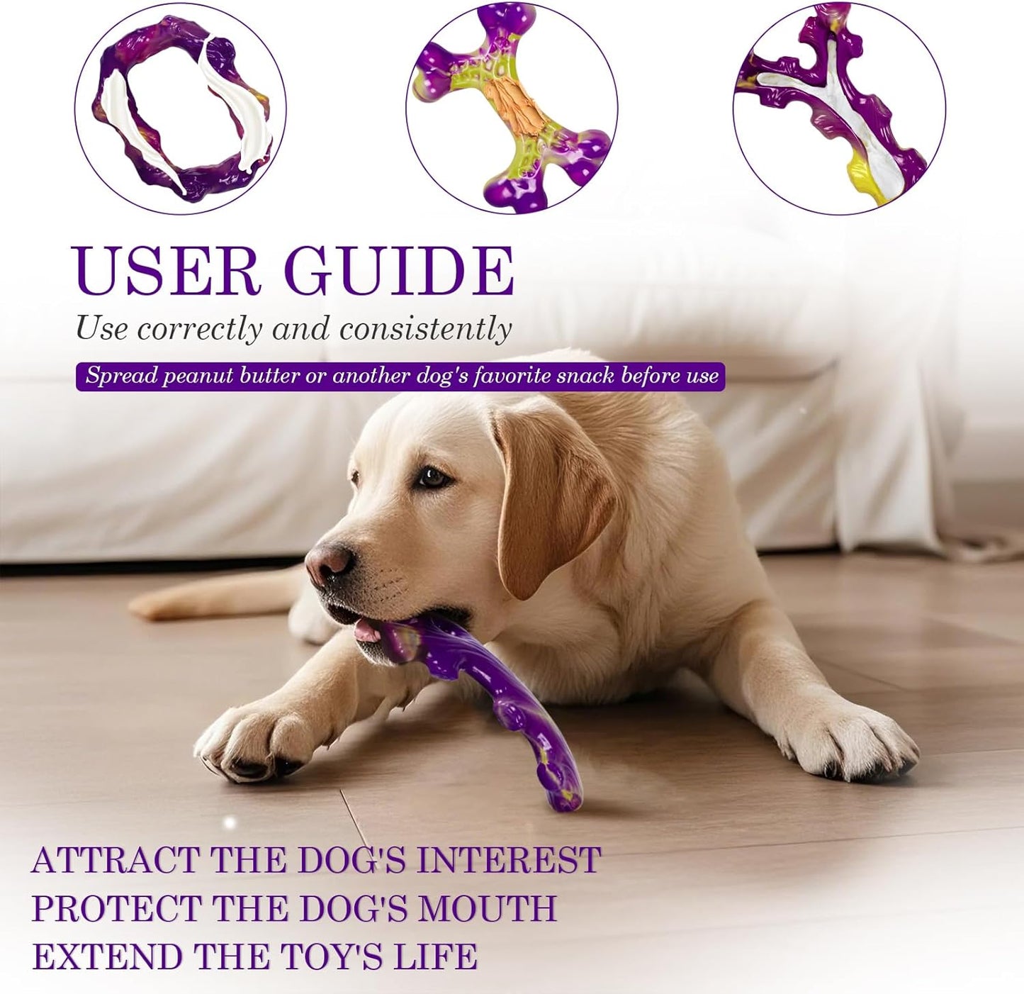 6-Pack Dog Toys for Aggressive Chewers: Dog Toy for Aggressive Chewer Large Breed, Dog Toy to Keep Them Busy, Dog, Bacon Flavor