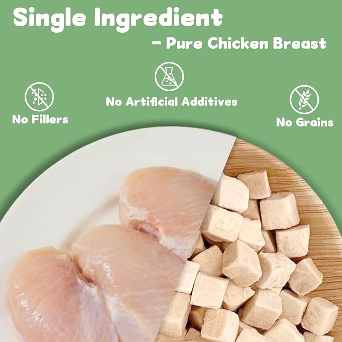 Freeze Dried Chicken Cat and Dog Treats 14.2 OZ – Single Ingredient Chicken Meat High Protein, Bite-Sized Pet Training Snacks or Food Topper for Small Dogs Cats