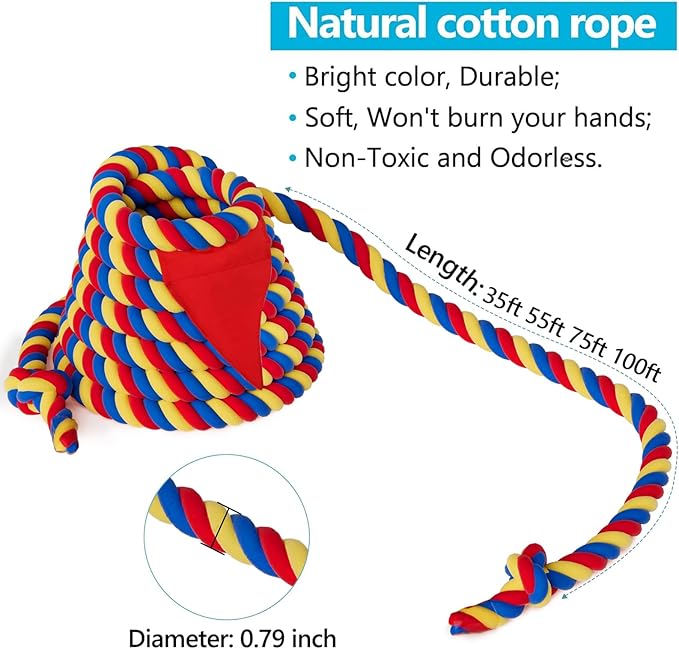 X XBEN Field Day Tug of War Rope for Kids and Adults 100FT, Family Reunion Birthday Party Games, Summer Outside Lawn Games, Camping Picnic Carnival Games, Perfect for Team Building Activities