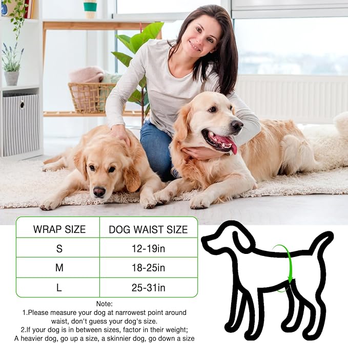 Dog Diapers Male Disposable Super Absorbent, 100 Count, Male Dog Wraps Leak Proof, Ultra Dry & Breathable, Large