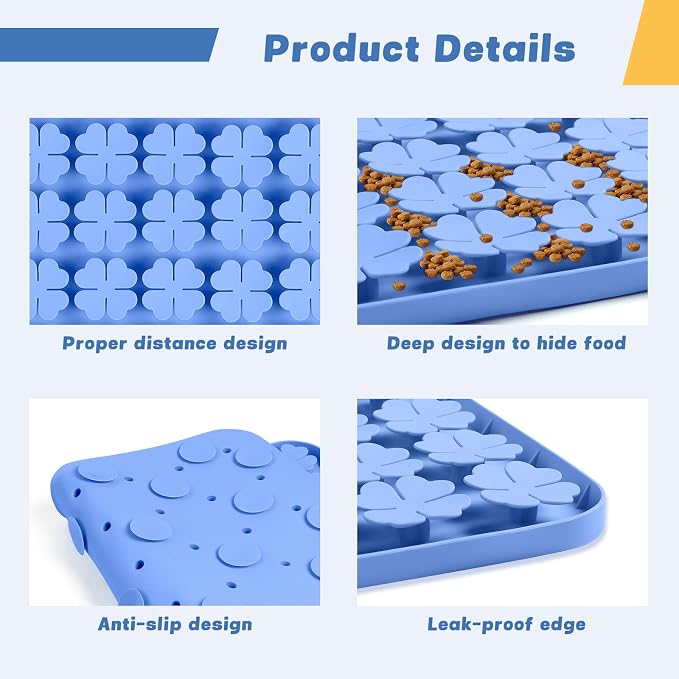 Dog Lick Mat, 23.6"x 15.7" Large Silicone Snuffle Mat with Suction Cups, Slow Feeder for Small Medium Large Dogs Slow Eating, Boredom Reducer (Blue)