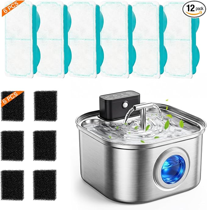 6pcs Replacement Filters for Jovipawzy 3.2L Cordless Cat Water Fountain Stainless Steel（Not Included Cat Water Fountain）