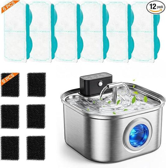 6pcs Replacement Filters for Jovipawzy 3.2L Cordless Cat Water Fountain Stainless Steel（Not Included Cat Water Fountain）