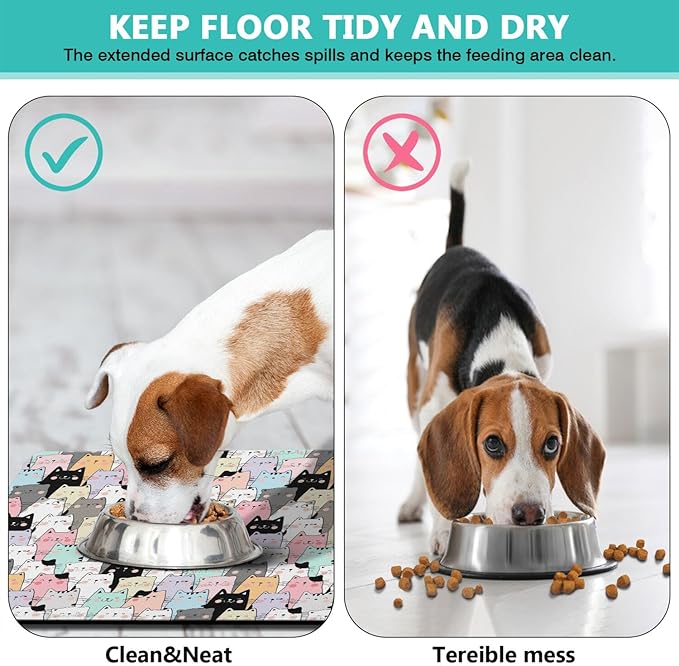 Pet Feeding Mat for Floors Cat Food Mat Waterproof Dog Food Mat and Water Absorbent Quick Dry Non Slip Mat for Cat Bowls