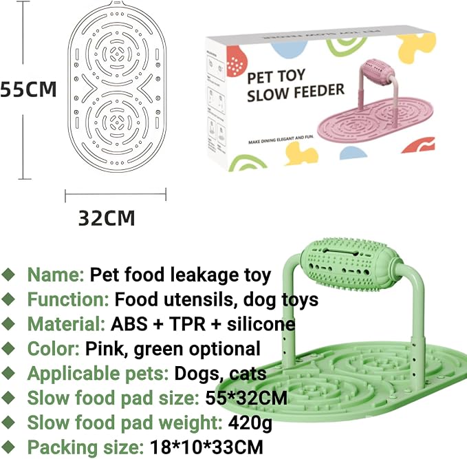 Dog Puzzle Feeder, Silicone Slow Food Mat, Interactive Dog & Cat Food Puzzle Toy, Adjustable Height, Large Capacity, Relieves Anxiety and Boredom, Enhances IQ Training for Large Dogs Pets