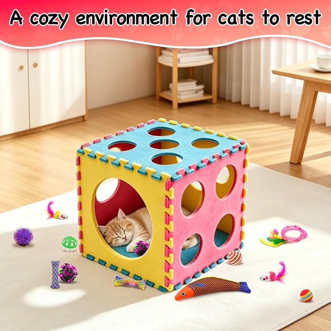 Interactive Cat Toys for Indoor Cats, 39Pcs Kitten Toys with Feather Wand, Catnip Toys, Cat Balls, Springs and Silvervine Sticks for Bored Cats