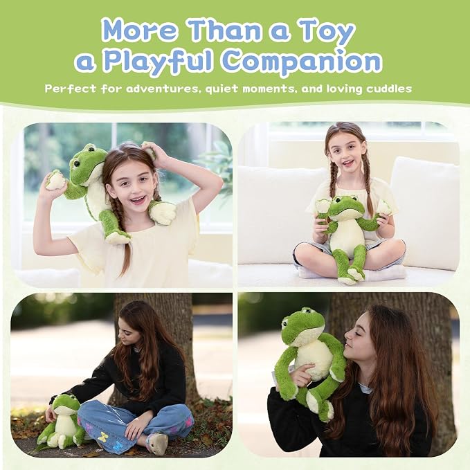 Muiteiur 17.7 Inch Plush Frog Stuffed Animal, Cute Frog Soft Toy with White Belly, Stuffed Frog Plush Toy Gift for Kids Girlfriend