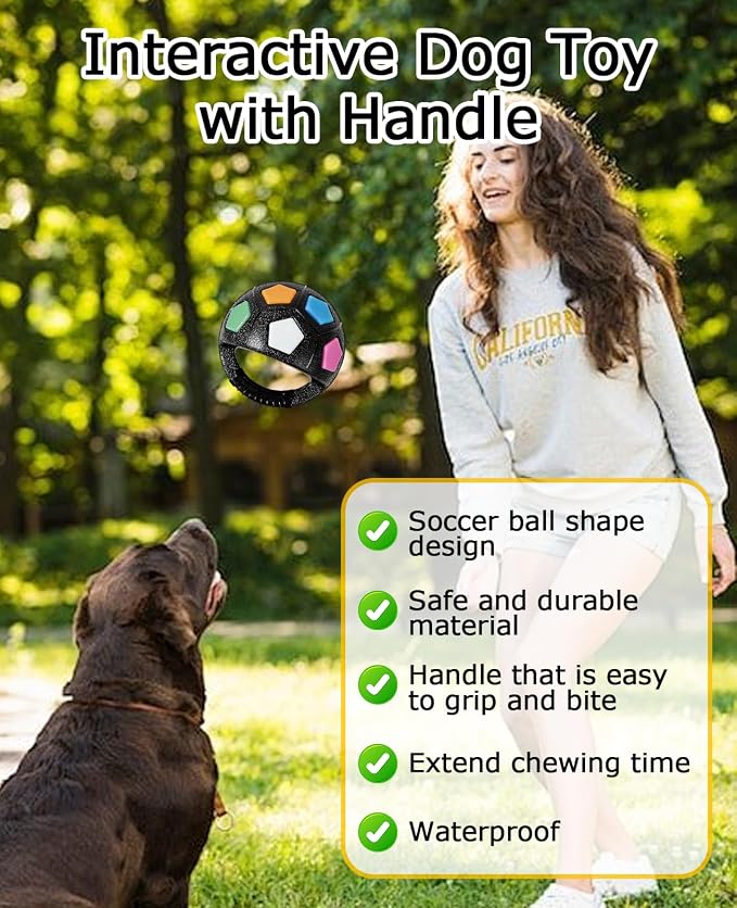 2PCS Dog Soccer Ball Toy with Handles, Calming Kettlebell Toys for Small Medium Large Dogs Playing