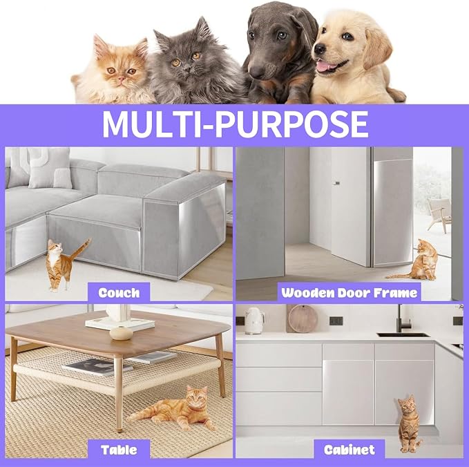 2Pack Thicken Anti Cat Scratch Furniture Protector,118"x8"Single-Sided Sticky,Couch Corner Protectors for Cats, Transparency cat Couch Protector