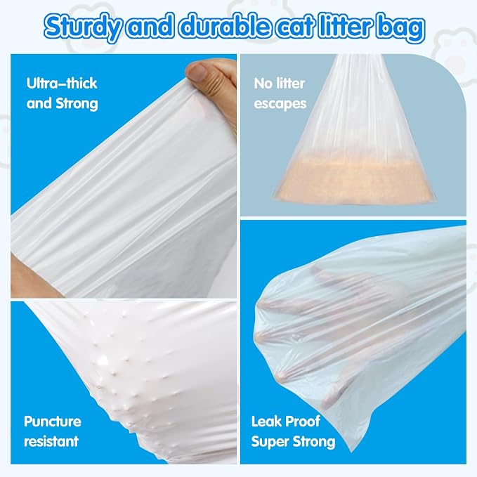 120count Automatic Litter Box Bags for Cat High-Density Polyethylene Compatible with MeoWant MW-SC01 MW-SC02 1.5 Mil Thick 22 lb Max Disposable Heavy Duty Scent Free - Clear 17.7 x 19.7