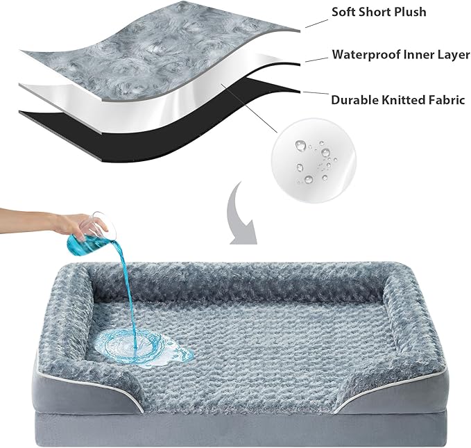 WNPETHOME Dog Beds for Large Sized Dogs, Washable Orthopedic Dog Couch Sofa Bed with Waterproof Lining & Non-Skid Bottom for Pet Sleeping