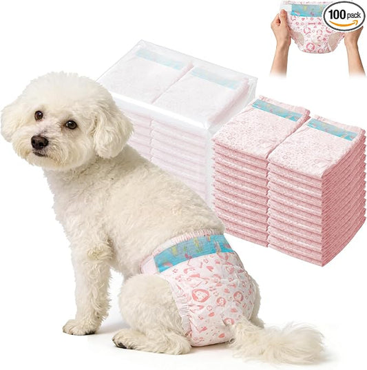 Female Dog Diapers,Disposable Dog Diapers,100 Count,Small,Super Absorbent Leak-Proof Diapers for Dogs in Heat,Excitable Urination,or Incontinence