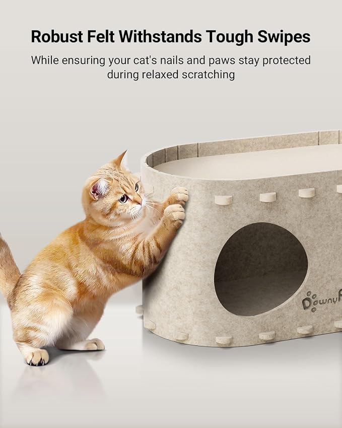 DownyPaws Wireless Cat Water Fountian White and Cat House for Indoor Cats Cream