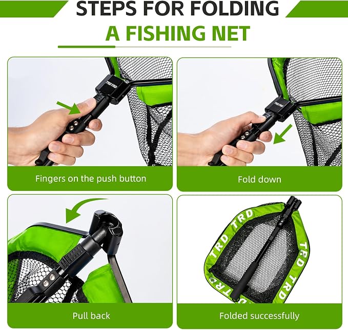 AluFloat X1 Fishing Net with Handle (Fish Net) - Floating Foldable Rubber-Coated Deep Mesh Landing Net for Bass & Fly Fishing - Fishing Gear, Kayak Accessories, Fishing Accessories