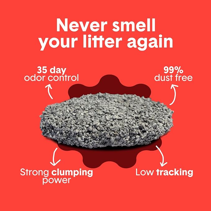 Boxie Extra Strength 35 Day Odor Control Clumping Clay Cat & Kitty Litter 40lb, 99.9% Dust-Free, Probiotic Formula, Long-Lasting, Veterinarian Approved, Easy Scooping for Multi-Cat Homes