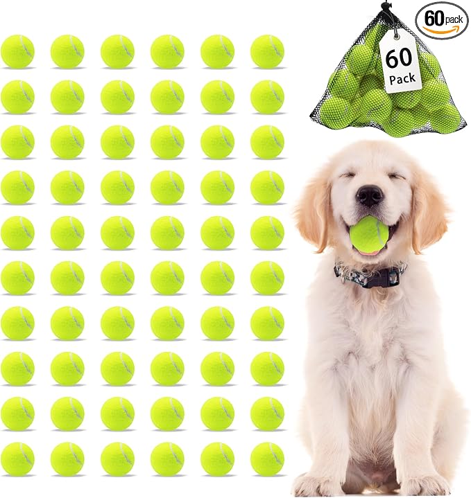 Magicorange Small Tennis Balls, 60 Pack 2 inch Tennis Balls for Dogs, Colorful Easy Catching Pet Dog Playing Ball (Yellow,60 Pack)