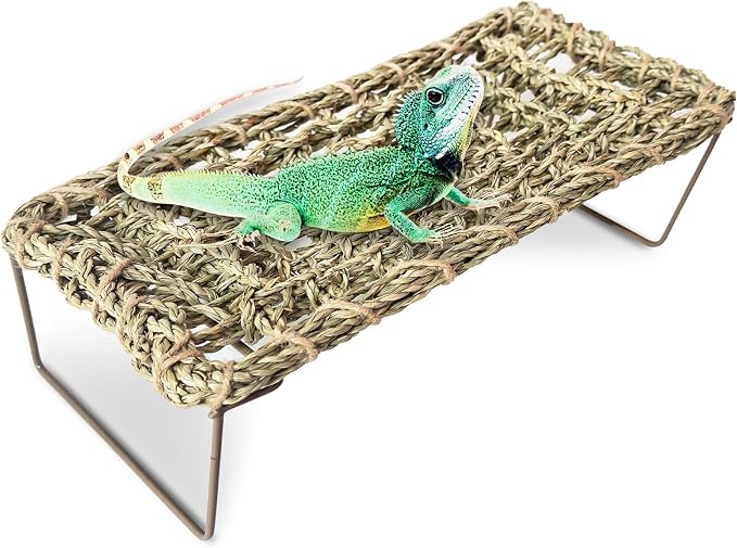 Bearded Dragon Hammock, 15.75''x7.28'' Large Reptile Tank Accessories with Collapsible Sturdy Metal Legs, Basking Platform Bed Habitat for Lizard Leopard Gecko Snake Turtle Hermit Crab and Frog