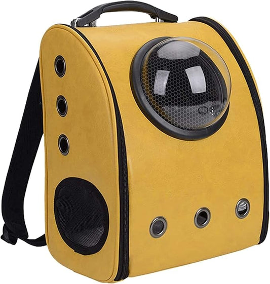 OLOTU Pet Backpack Transparent Ventilated Cat Backpack, Airline Approved Carrier Bag for Pet Travel, Portable Dog Backpack Carrier, Yellow Spacious
