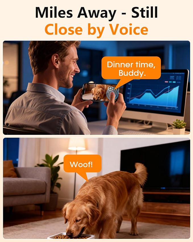 Large Breed Automatic Dog Feeder with 1080P HD Camera: 12L/50 Cups 20-Day Food Capacity for Busy Pet Owners - Anti-Clog 0.78inch Wide Outlet for Large Kibble
