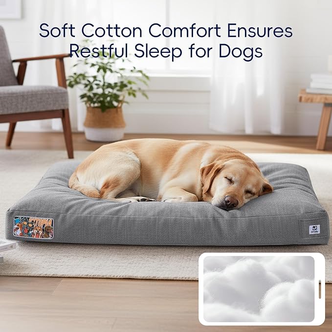 Sytopia 36 Inch Indestructible Durable Dog Beds for Large Dogs, Chew Proof Waterproof Pet Crate Pad with Machine Washable Removable Cover, Great for Indoor, Outdoor, Crate, Patio Use, Grey