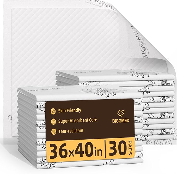 BIGGMED Heavy Duty Incontinence Underpads 40" x 36" 30 Count, Ultra Absorbent Disposable Bed Pads 150 Gram Tear-Resistant Chucks Pads for Adults, Kids, Elderly and Home Care