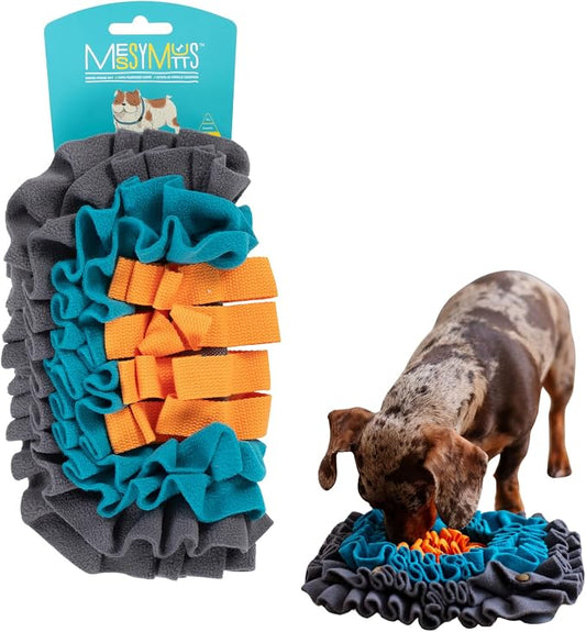 Messy Mutts Square Forage Mat with Suction Cups on Back for Stability | 11” x 11” Snuffle Mat Puzzle for Dogs | Stimulating Sniffing Interactive Puzzle for Dogs