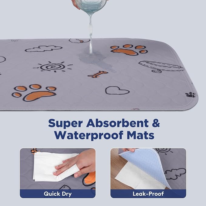 Washable Pee Pads for Dogs, 2 Pack Large 48"x48" Super Absorbent Reusable Training Pads, 100% Waterproof Non-Slip Crate, Whelping, Playpen Mat Bed - Dog Products
