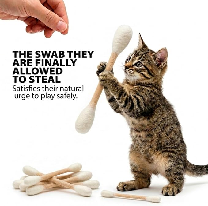 Glaciart One Swabs Cat Toys with Catnip - 6 Pk | Durable for Chew, Cute Cat Toys Interactive Kitty for Boredom, Exercise, & Play | Filled w/Organic Catnip for Anxiety & as Digestive Aid | Gift Idea
