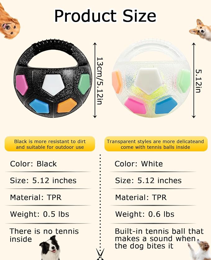 2PCS Dog Soccer Ball Toy with Handles, Calming Kettlebell Toys for Small Medium Large Dogs Playing
