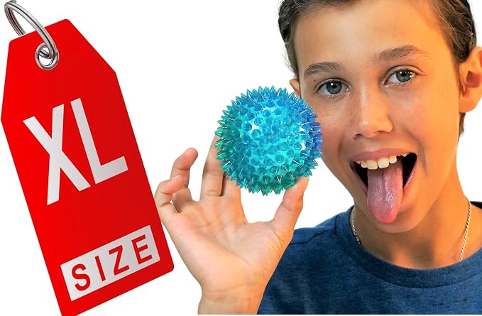 JA-RU Light Up Ball (1 Ball) Rubber Spiky Balls for Kids. Stress Relief Toy Autism Sensory Products. Dog Chew Toy Bulk Birthday Party Favors, Goodie Bag Stuffers. 699-1
