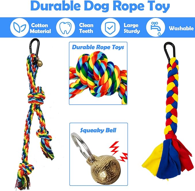 Flirt Pole for Dogs, Interactive Teaser Wand with 1 Fleece Rope Toy for Chase and Tug of War, Durable for Large & Medium Dogs, Interactive Exercise Game in Yard Park
