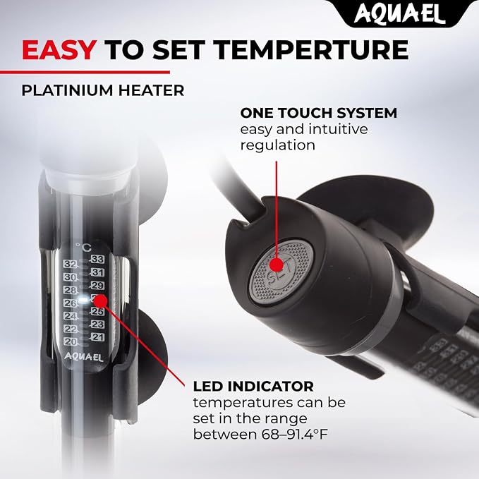 Aquael Platinium Aquarium Heater for Freshwater & Saltwater Aquariums - 250 Watt, 48-66 Gallons