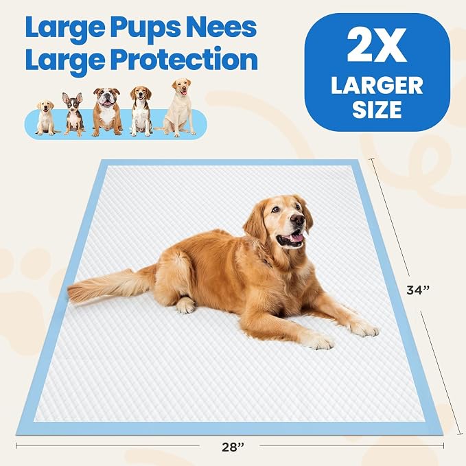 Gimars 100 Count XL Puppy Pads 28" x 34", Extra Large Dog Pee Pads, Absorbent Quick-Dry Puppy Training Pads, Disposable Potty Training Pads and Wee Wee Pads for Dogs and Puppies