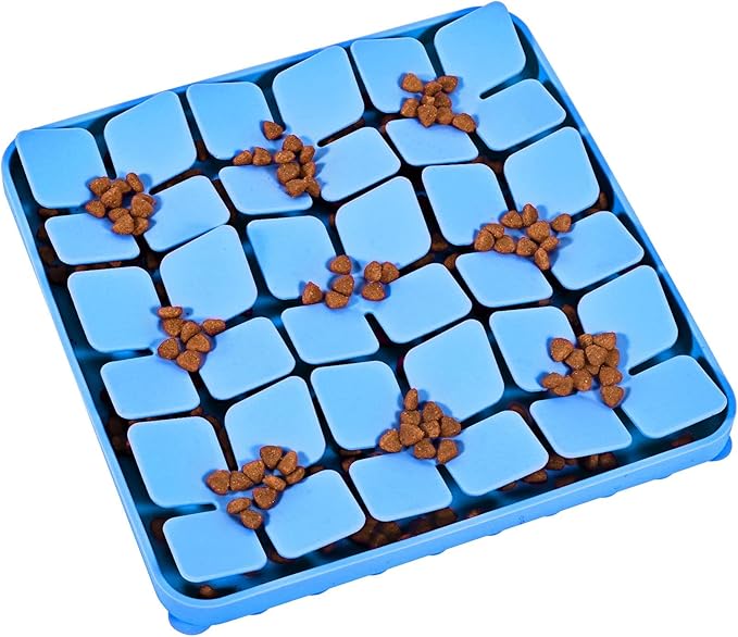 Silicone Snuffle Mat for Dogs, Slow Feeder Lick Mat with Suction Cups, Dog Puzzle Feeder Toys for Smell Training & Slow Eating (Blue)