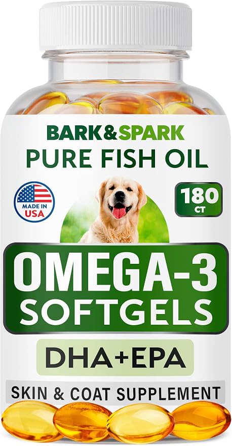 Omega 3 Fish Oil Pills for Dogs - EPA + DHA Fatty Acids - 180ct