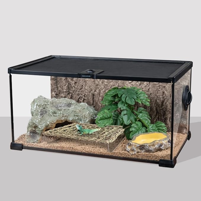 Bearded Dragon Hammock, 15.75''x7.28'' Large Reptile Tank Accessories with Collapsible Sturdy Metal Legs, Basking Platform Bed Habitat for Lizard Leopard Gecko Snake Turtle Hermit Crab and Frog