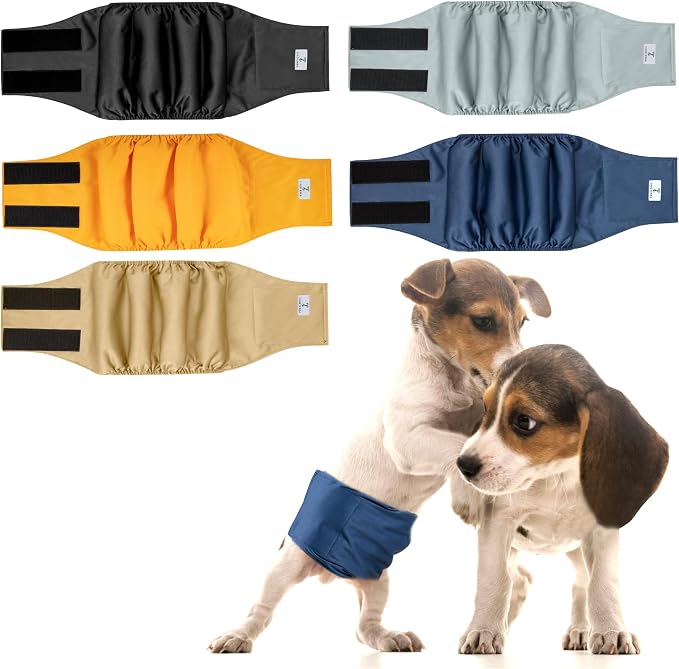 5 Pack Dog Diapers Male,Reusable Leakproof Pet Soft Dog Belly Band Wraps,Male Dog Diaper High Absorbency,Wider Washable Belly Band for Doggy Incontinence and Puppy Training