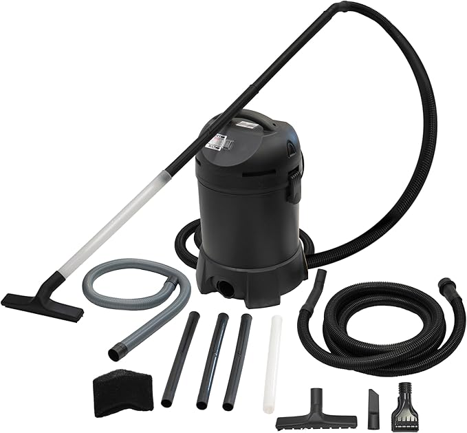 Half Off Ponds CleanSweep 1400 Pond Vacuum with a 13' Intake Suction Hose, 4 Extension Tubes, 3 Vacuum Nozzles, a 6.5 Foot Output Hose, and a Debris Collection Bag | 13 ft intake hose, 6.5 ft output hose, 4 extension tubes, 3 nozzles, Debris collection...