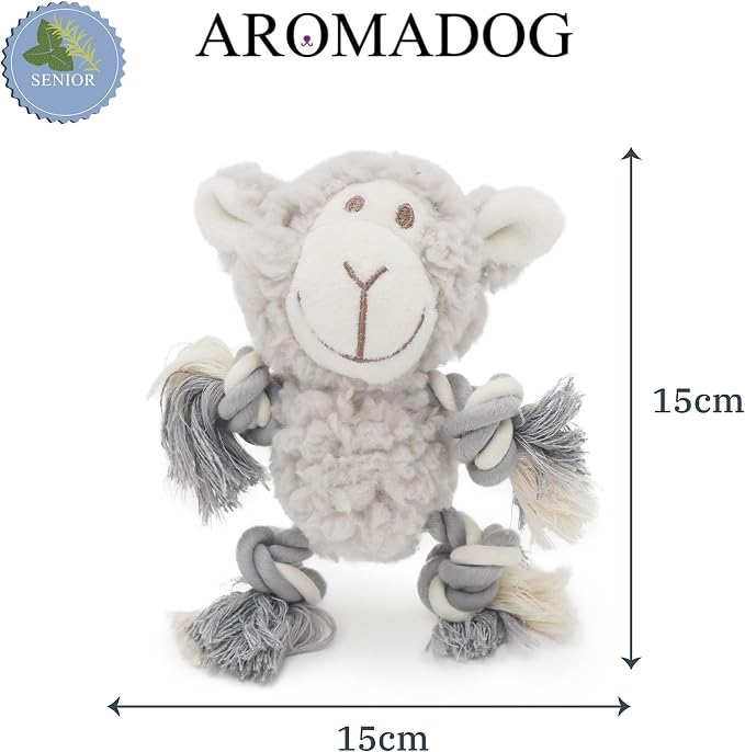 Senior Mini Fleece w/Rope Arms/Legs, Calming Lavender Dog Toy for Senior Dogs, Grey, 15cm x 15cm
