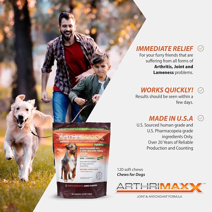 ArthriMAXX Hip & Joint Soft Chews for Dogs – Tasty Liver-Flavored Mobility Support Treats for Daily Comfort and Flexibility