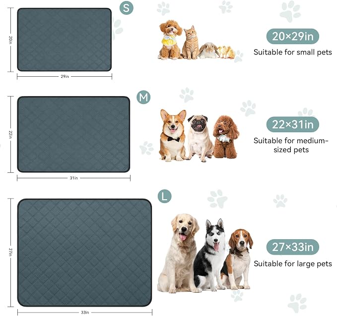 Siedihit Washable Reusable Pet Pee Pads, Absorbent Non-Slip Training Mat for Dog Cat Rabbit Puppy Kitten, Whelping Playpen Crate Bed Cage Home Indoor Outdoor (Small - 2pack, Rectangle)