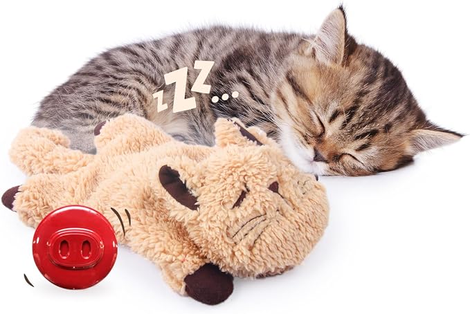 ALL FOR PAWS Cat Toys for Indoor Cats, Purring Cat, Cat Plush Toy, Cat Pillow, Anxiety Toys, Kitten Toys, Pet Toy