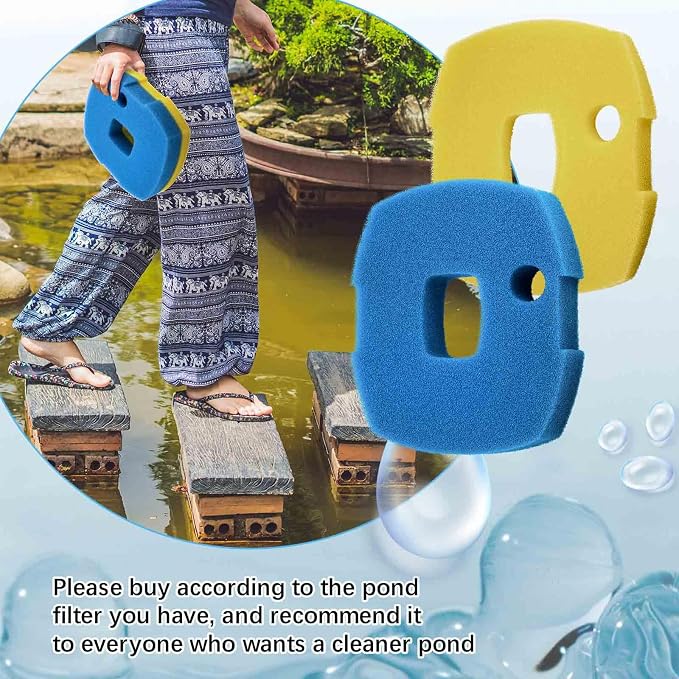 Treela 4 Pcs Replacement Filter Sponge Pond Filter Pad Compatible with Anbull Pond Filter Pump 950/1370gph (12.2" x 10.23" x 2.95") Aquarium Filter Sponge Fish Tank Sponge (Blue Yellow, Pack of 2 Set)