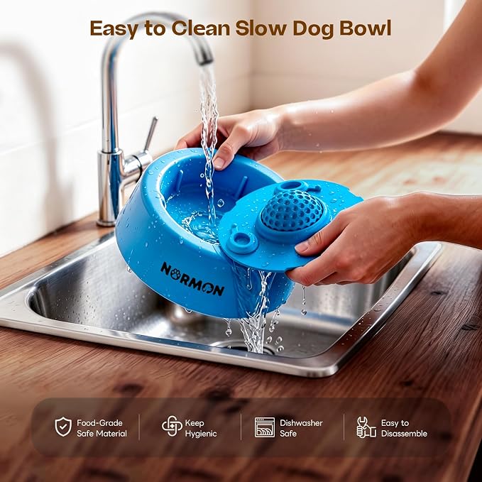 [2026 Upgrade] Dog Slow Feeder Lick Bowl for Liquid Treats [Anti-Choke Enrichment Rolling Ball] with Non-Slip Suction Cups, Interactive Enrichment Licking Bowl for Small, Medium & Large Breeds