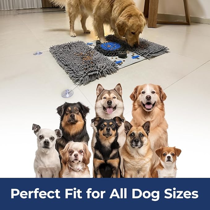 Muddy Mat® Double Chenille & Fleece Snuffle Mat for Dogs – 19x30 Interactive Snuffle Mat for Dogs Large Breed – Slow Feeding Mat for Training, Foraging & Stress Relief