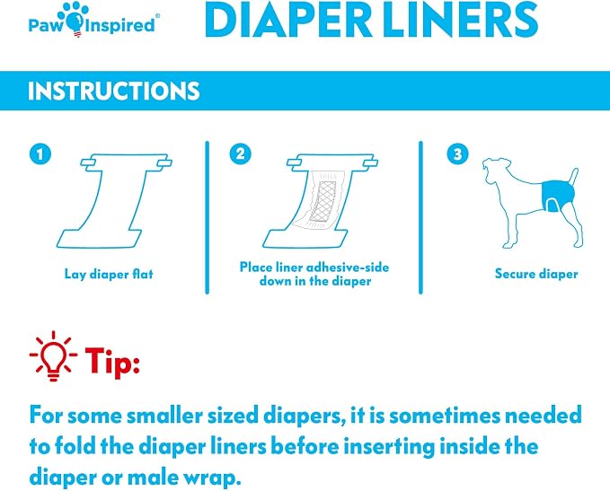 Paw Inspired Dog Diaper Liners | Inserts for Washable Covers, Female Dog Diapers, and Male Dog Belly Bands | Leakproof, Super Absorbent (180 Count)