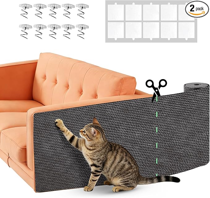 Couch Protector from Cat Claws 78.7" x 15.8" Trimmable DIY Self-Adhesive Cat Scratch Mat for Furniture Couch or Wall Protector, Covering Cat Scratching Post Indoor