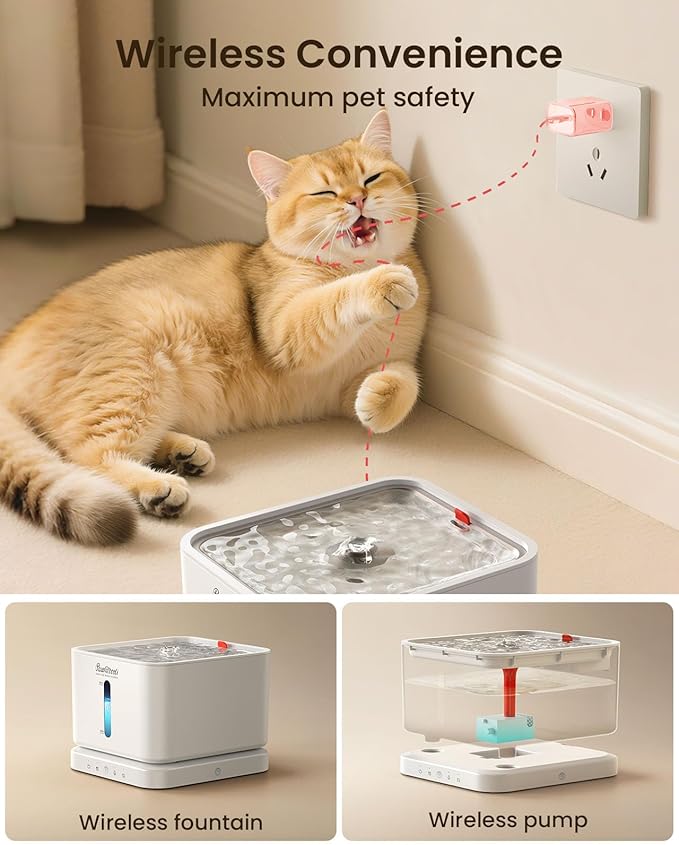 Cat Water Fountain with 6 Packs Pet Water Fountain Replacement Filters & Sponges Set