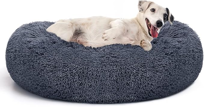 MIXJOY Orthopedic Dog Bed Comfortable Donut Cuddler Round Pet Beds Ultra Soft Washable Dog and Cat Cushion Bed (36'', Dark Gray)