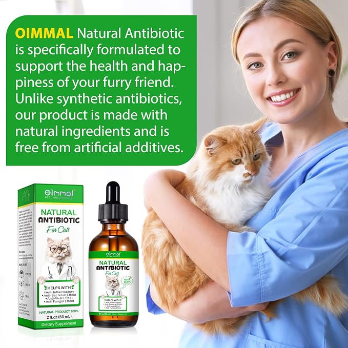 Cat Antibiotics for Infection, Natural Antibiotics for Cats, Cat Multivitamins, Cat Antibiotic Supports Immune and Cat Allergy Itch Relief, Pet Antibiotics Supplements, Chicken Flavor, 4 Fl Oz/2 Pack